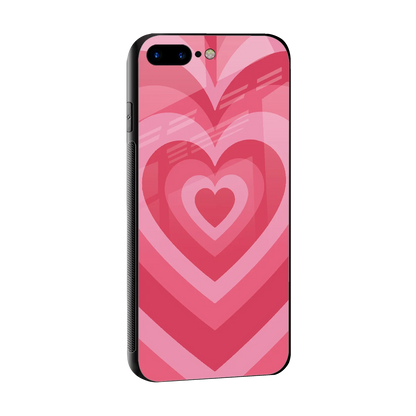 Y2K Pink Hearts sleek iphone 8 plus cover with tempered glass back and TPU edges