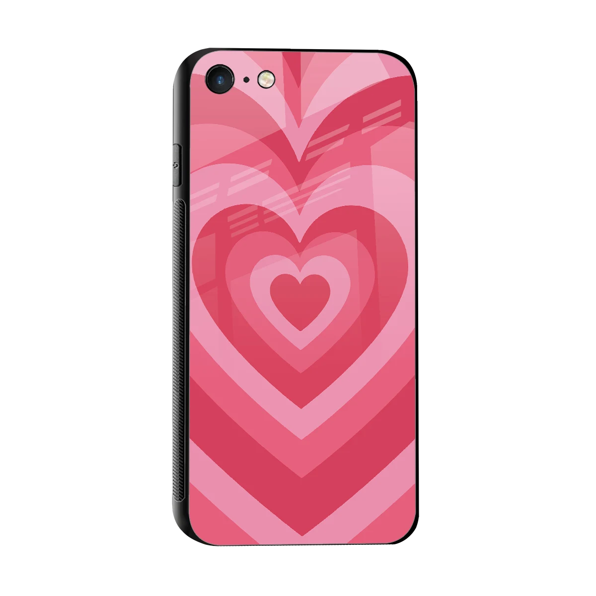 Y2K Pink Hearts sleek iphone 7 cover with tempered glass back and TPU edges