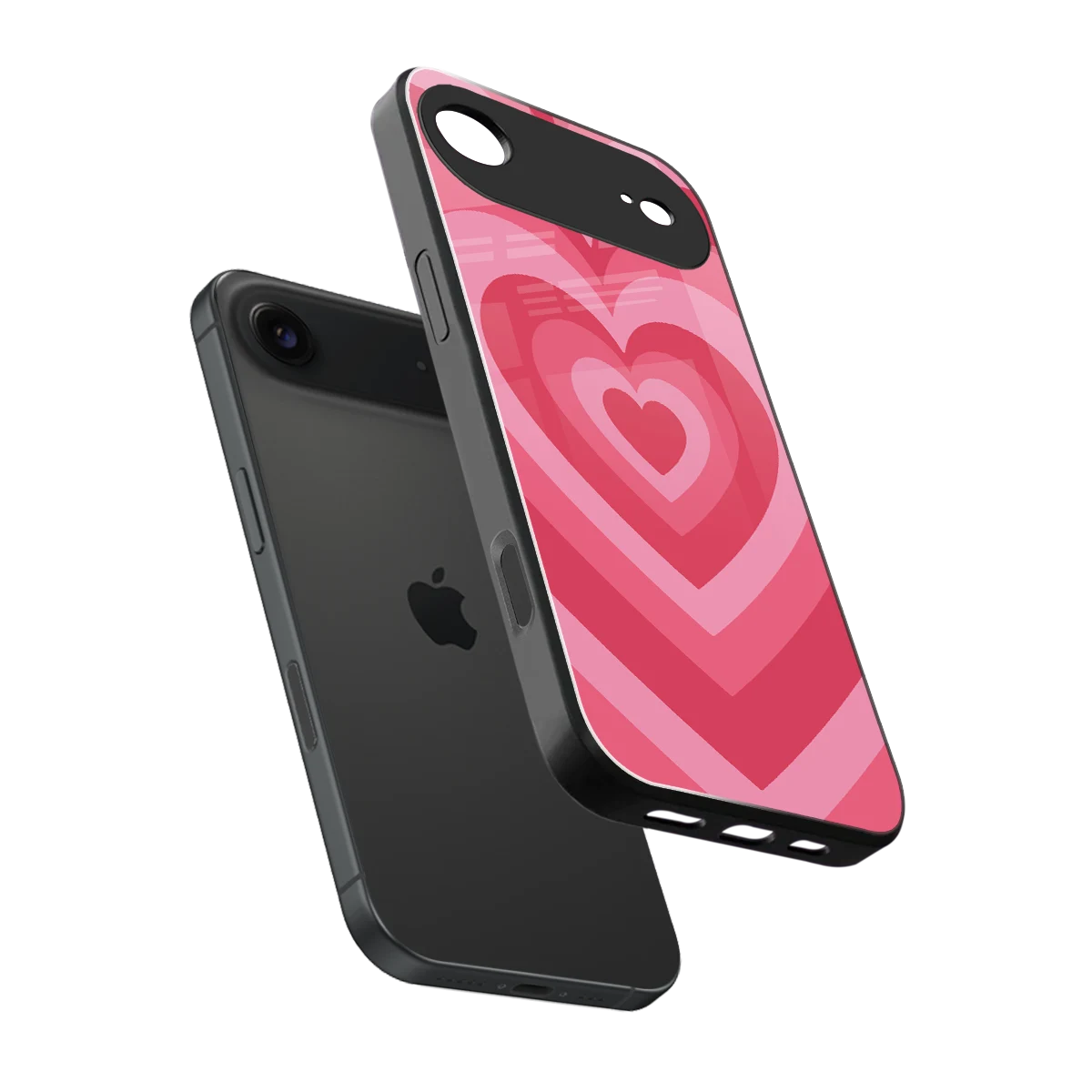 Y2K Pink Hearts sleek iphone air cover with tempered glass back and TPU edges