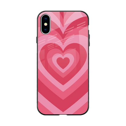 Y2K Pink Hearts back phone cover | glass case for iphone x