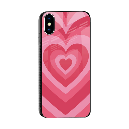 Y2K Pink Hearts sleek iphone x cover with tempered glass back and TPU edges