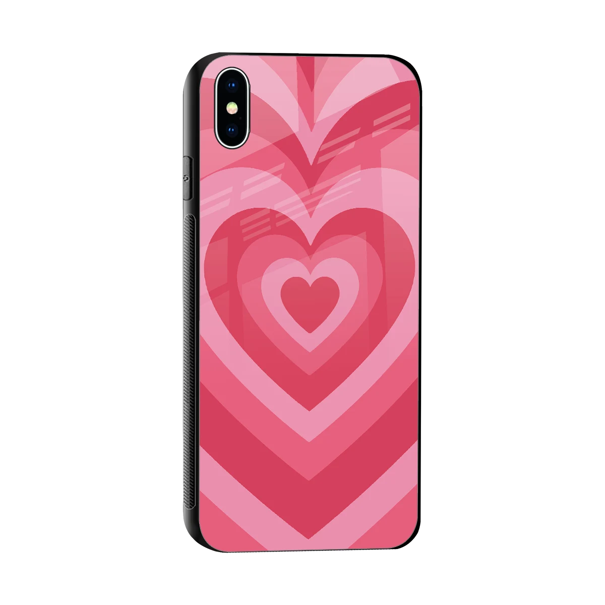 Y2K Pink Hearts sleek iphone xs max cover with tempered glass back and TPU edges