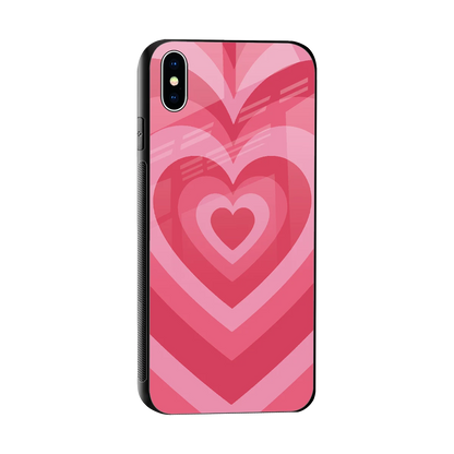 Y2K Pink Hearts sleek iphone xs max cover with tempered glass back and TPU edges