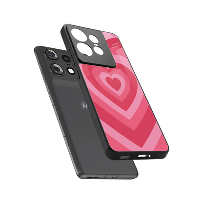 Y2K Pink Hearts sleek motorola edge 50 pro cover with tempered glass back and TPU edges