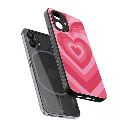 Y2K Pink Hearts sleek nothing phone 1 cover with tempered glass back and TPU edges