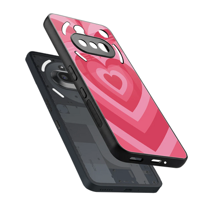 Y2K Pink Hearts sleek nothing phone 3a cover with tempered glass back and TPU edges