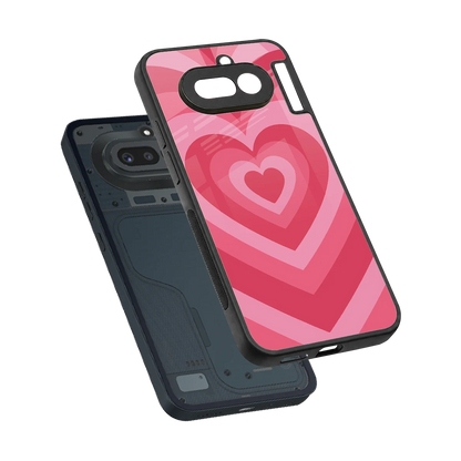 Y2K Pink Hearts sleek nothing phone 4a cover with tempered glass back and TPU edges