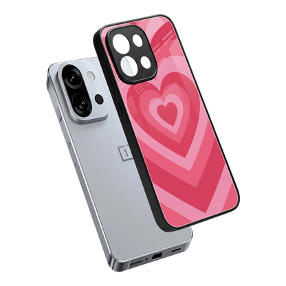 Y2K Pink Hearts sleek oneplus 13s cover with tempered glass back and TPU edges