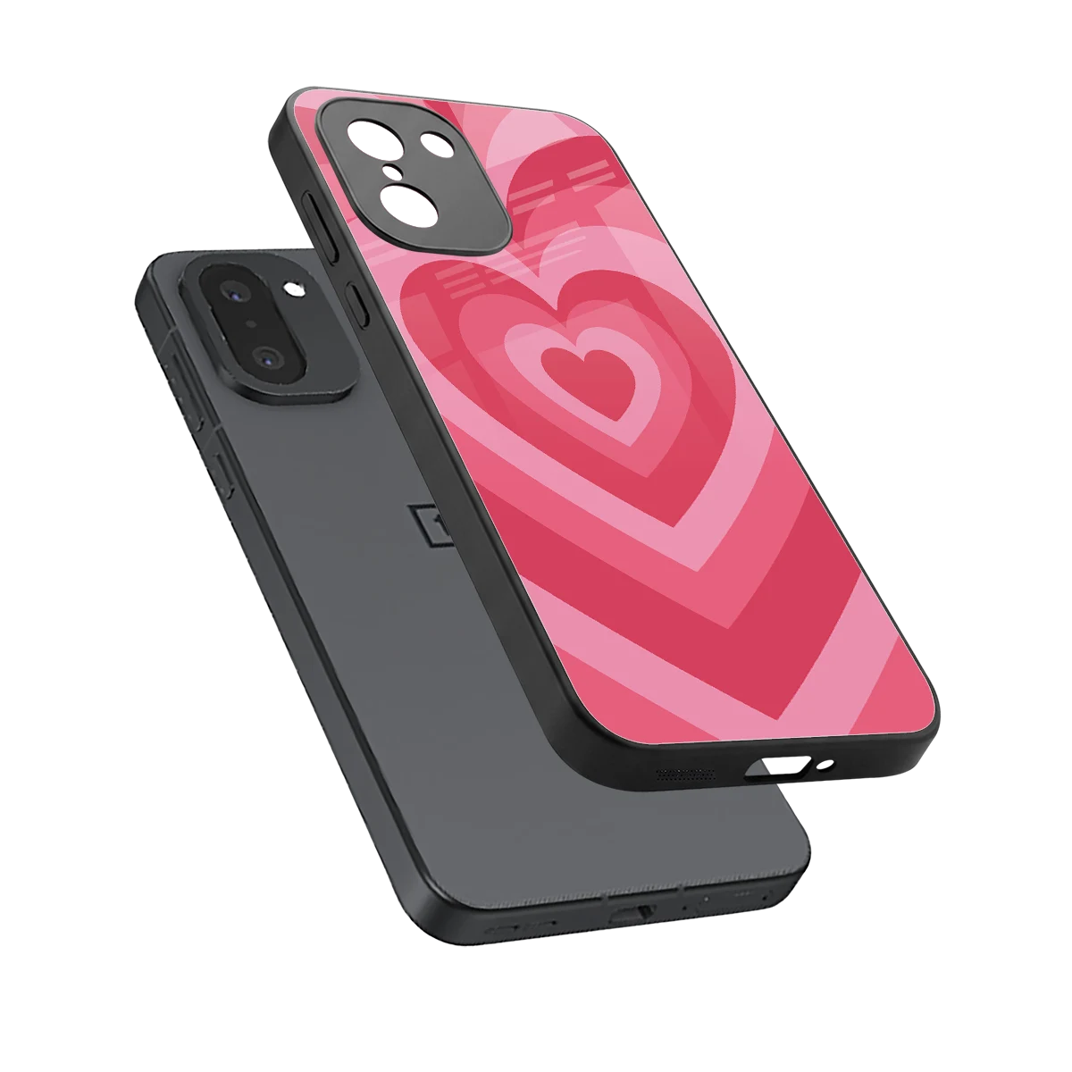 Y2K Pink Hearts sleek oneplus 15r cover with tempered glass back and TPU edges