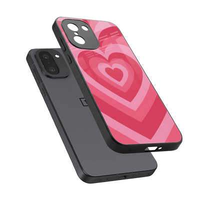 Y2K Pink Hearts sleek oneplus 15r cover with tempered glass back and TPU edges