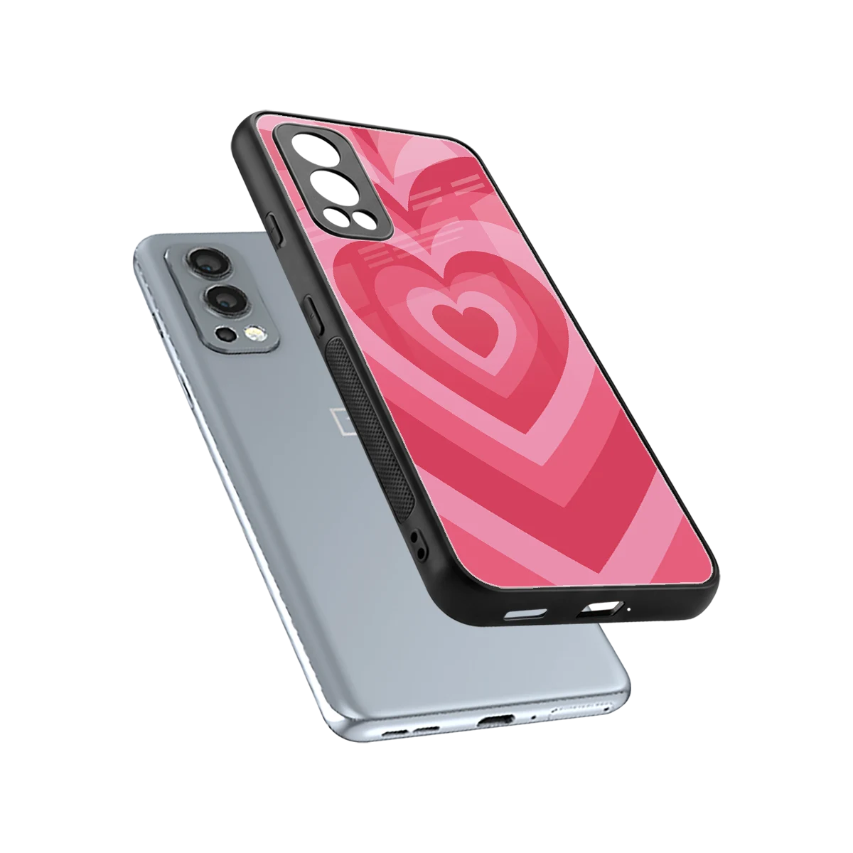 Y2K Pink Hearts sleek oneplus nord 2 cover with tempered glass back and TPU edges