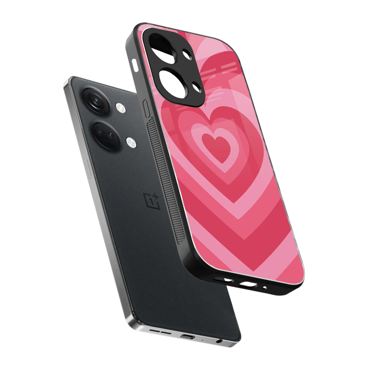 Y2K Pink Hearts sleek oneplus nord 3 cover with tempered glass back and TPU edges