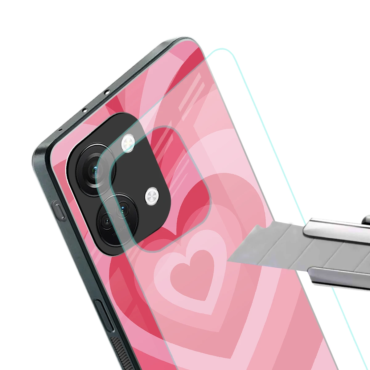 Y2K Pink Hearts stylish phone case for oneplus nord 3 | glossy glass and slim fit