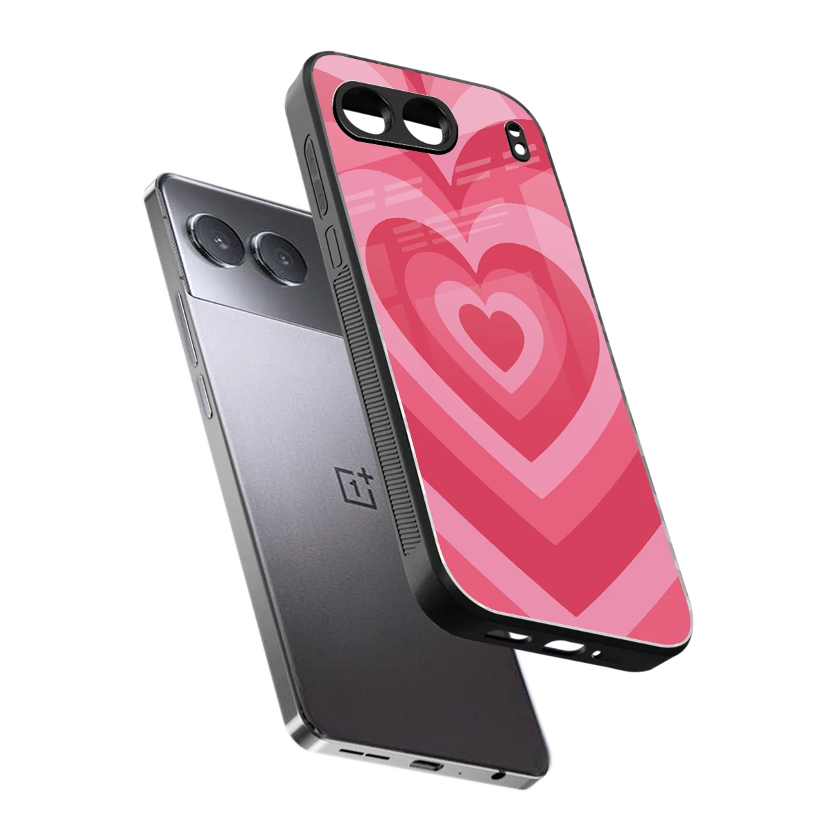 Y2K Pink Hearts sleek oneplus nord 4 cover with tempered glass back and TPU edges