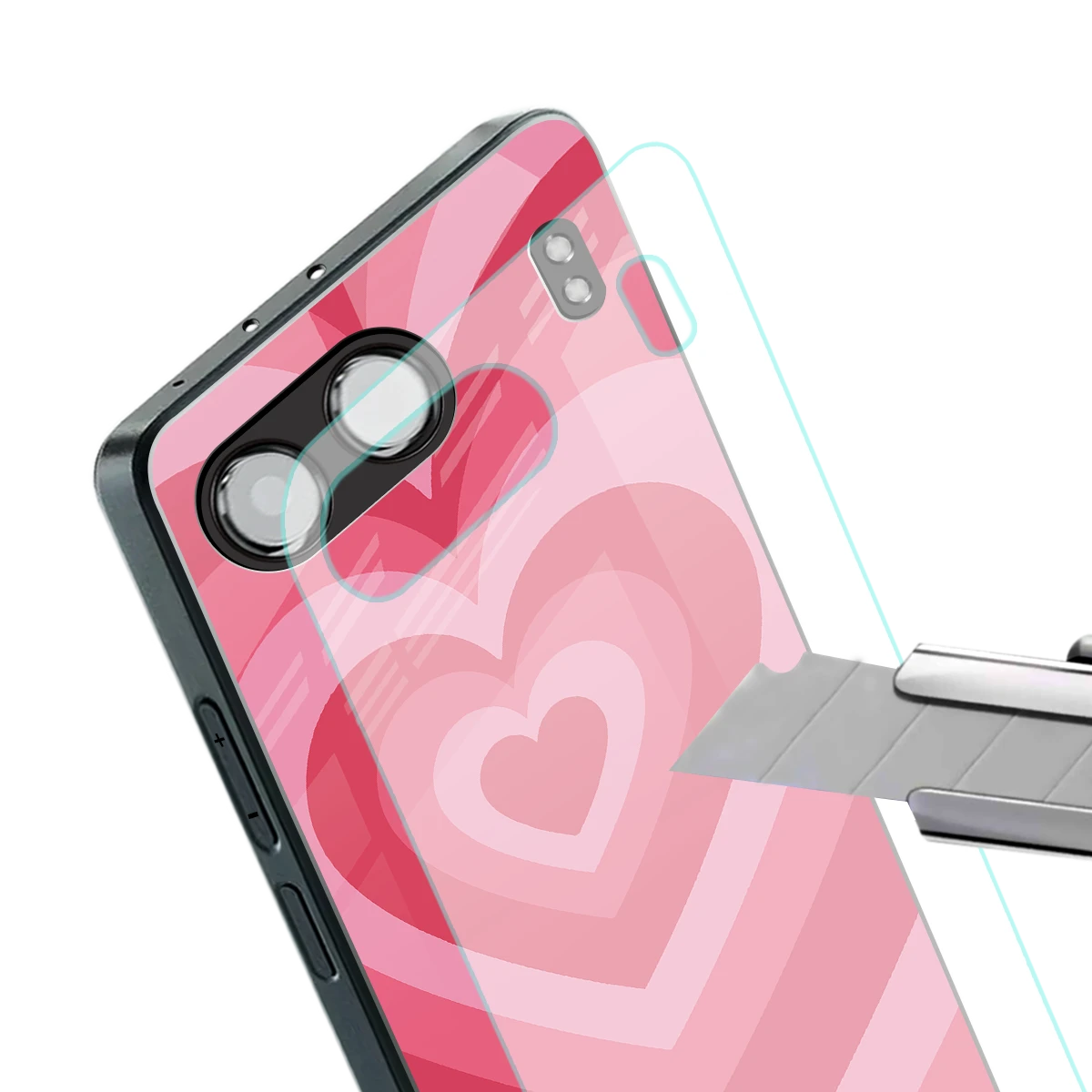 Y2K Pink Hearts stylish phone case for oneplus nord 4 | glossy glass and slim fit