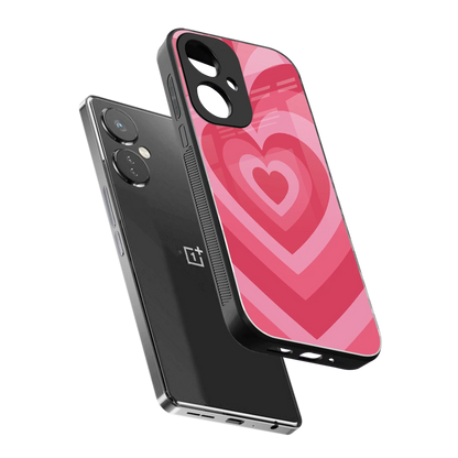Y2K Pink Hearts sleek oneplus nord ce 3 cover with tempered glass back and TPU edges