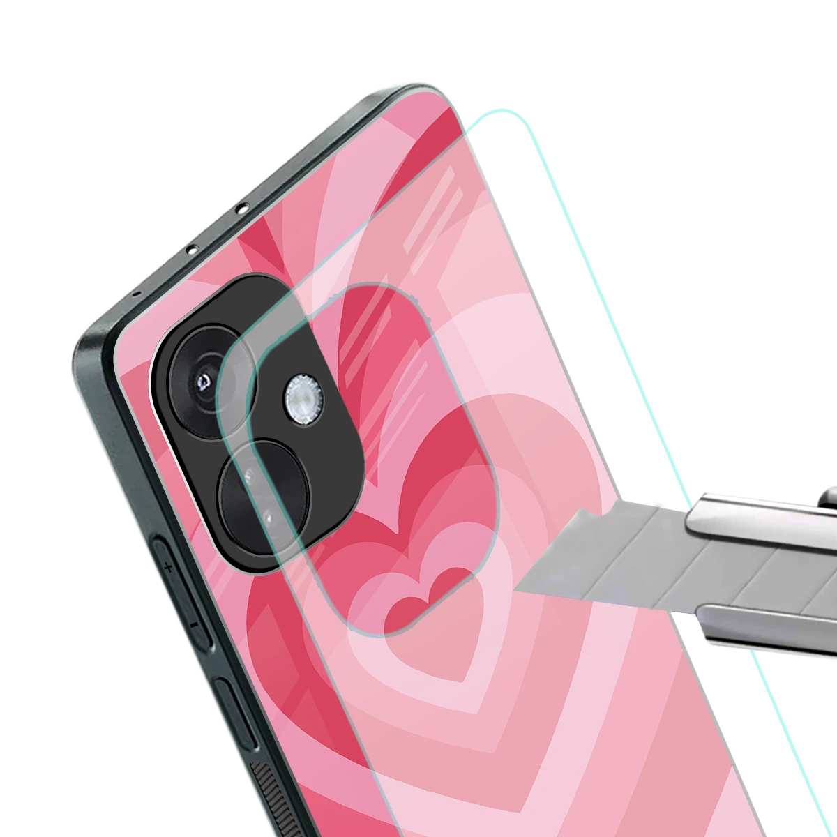Y2K Pink Hearts stylish phone case for oneplus nord ce 3 | glossy glass and slim fit