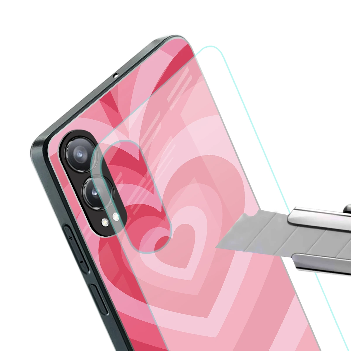 Y2K Pink Hearts stylish phone case for oneplus nord ce 4 lite | glossy glass and slim fit