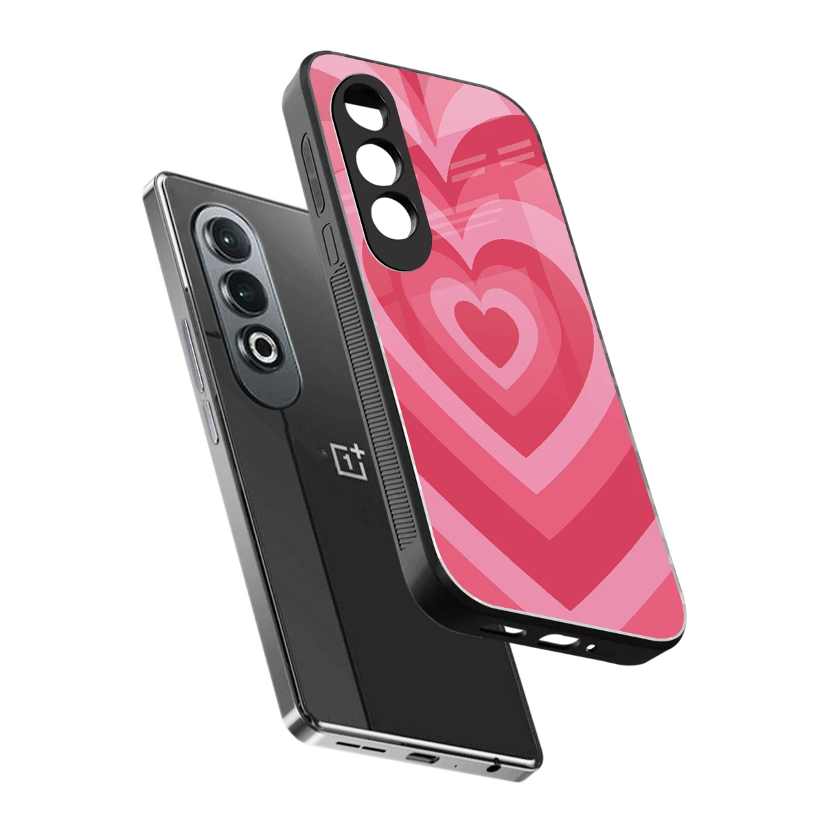 Y2K Pink Hearts sleek oneplus nord ce 4 cover with tempered glass back and TPU edges