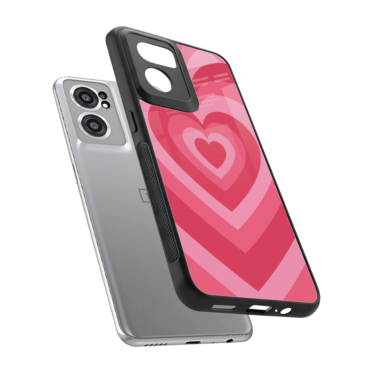 Y2K Pink Hearts sleek oneplus nord ce 2 cover with tempered glass back and TPU edges