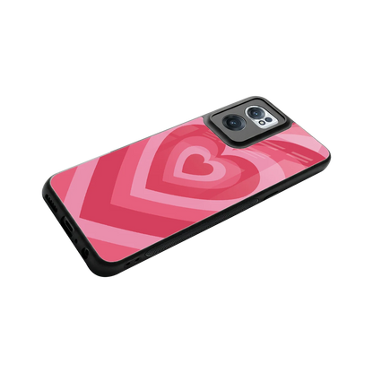 Y2K Pink Hearts stylish phone case for oneplus nord ce 2 | glossy glass and slim fit