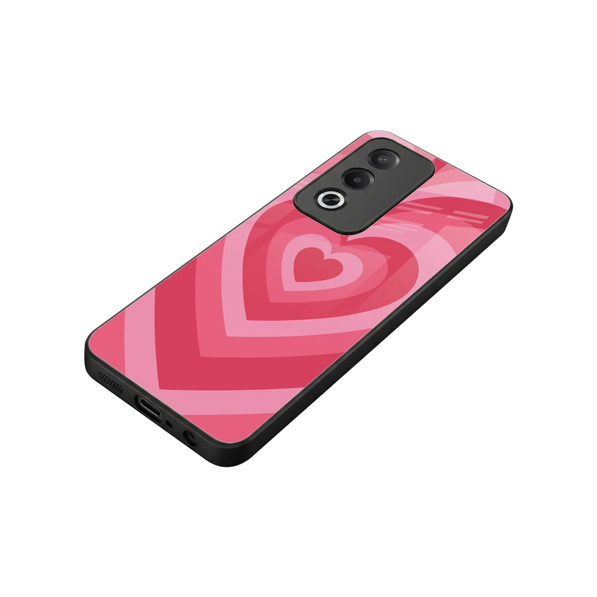 Y2K Pink Hearts stylish phone case for oppo a3 pro | glossy glass and slim fit