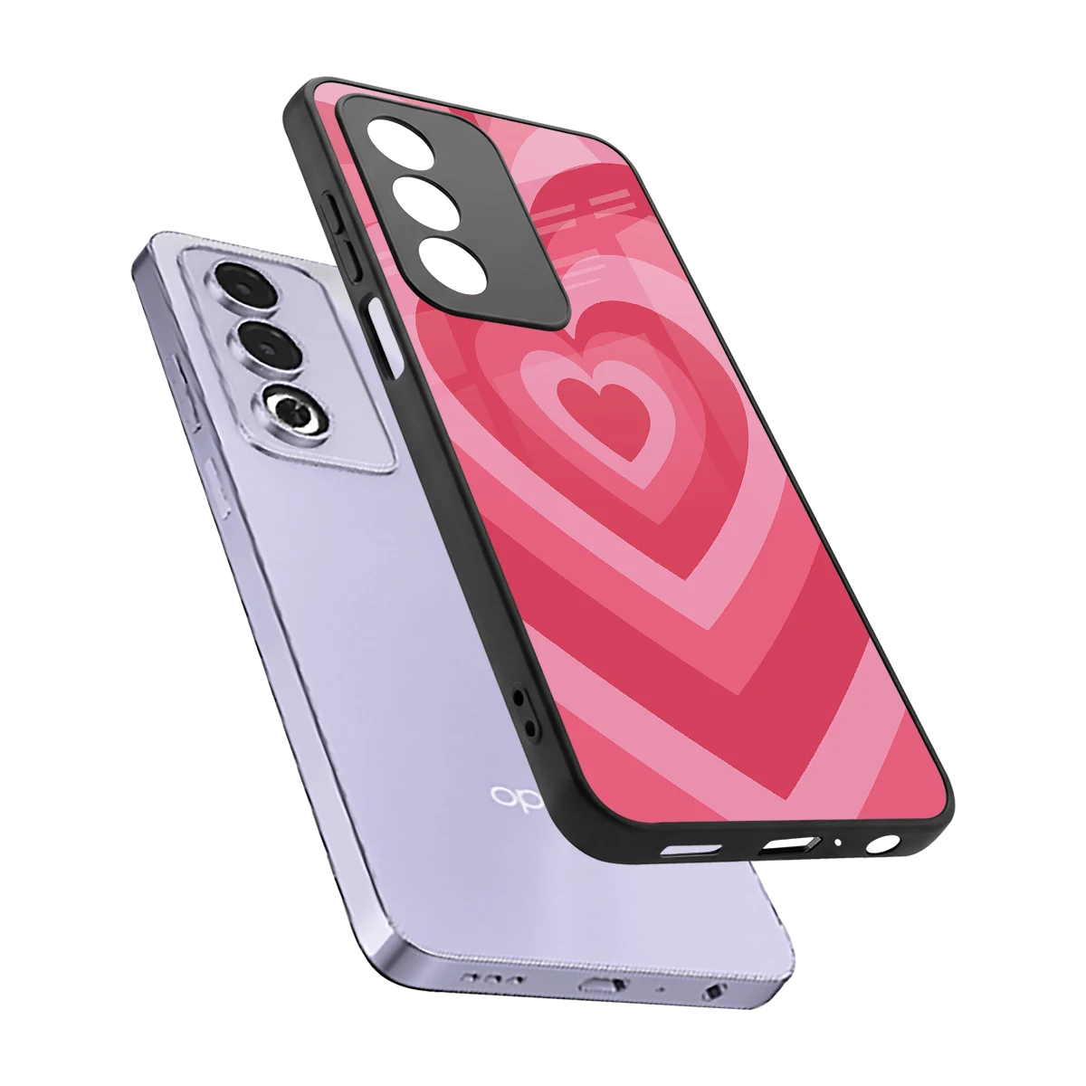 Y2K Pink Hearts sleek oppo a3 pro cover with tempered glass back and TPU edges