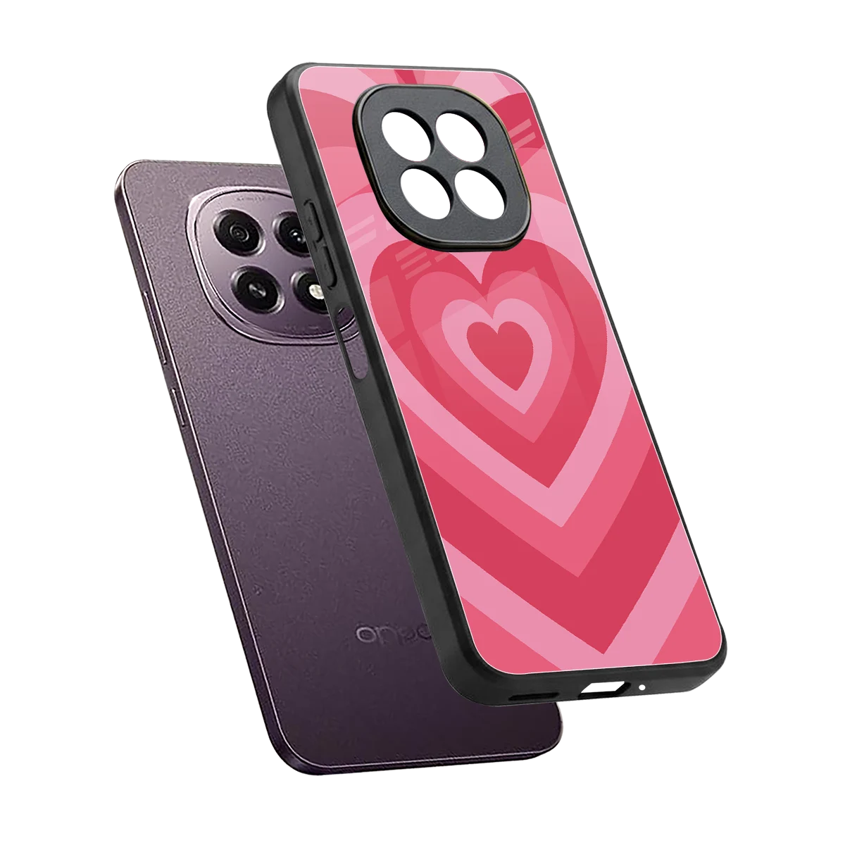 Y2K Pink Hearts sleek oppo f29 5g cover with tempered glass back and TPU edges