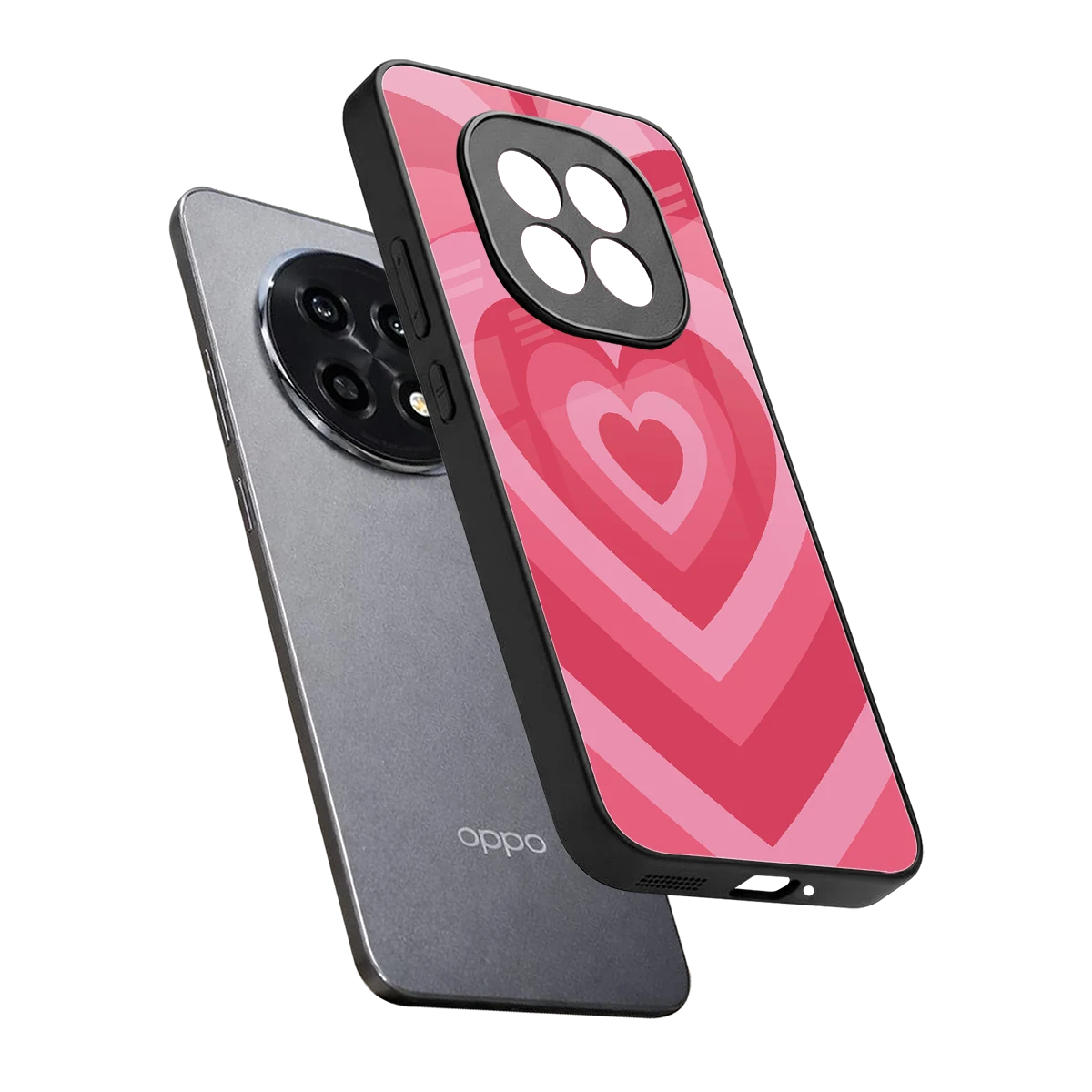 Y2K Pink Hearts sleek oppo f29 pro 5g cover with tempered glass back and TPU edges
