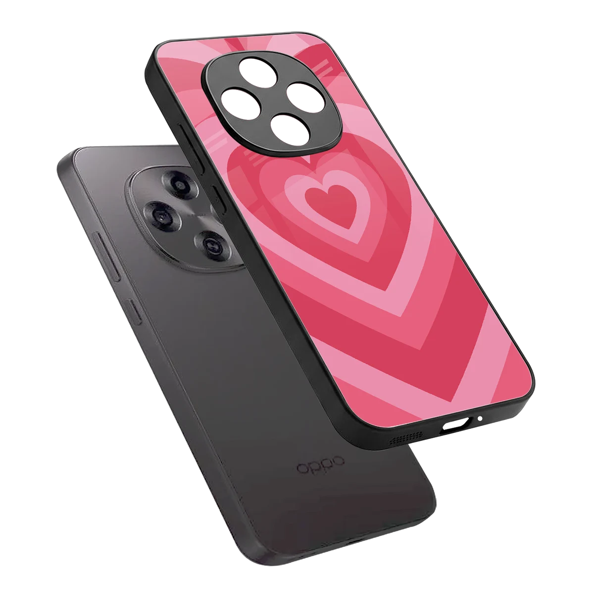 Y2K Pink Hearts sleek oppo f31 pro 5g cover with tempered glass back and TPU edges