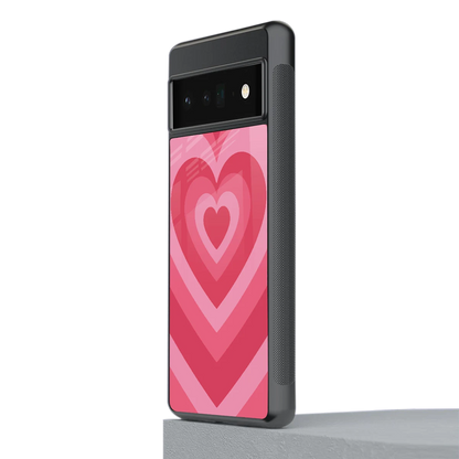 Y2K Pink Hearts stylish phone case for google pixel 6 pro | glossy glass and slim fit