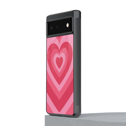 Y2K Pink Hearts stylish phone case for google pixel 6a | glossy glass and slim fit