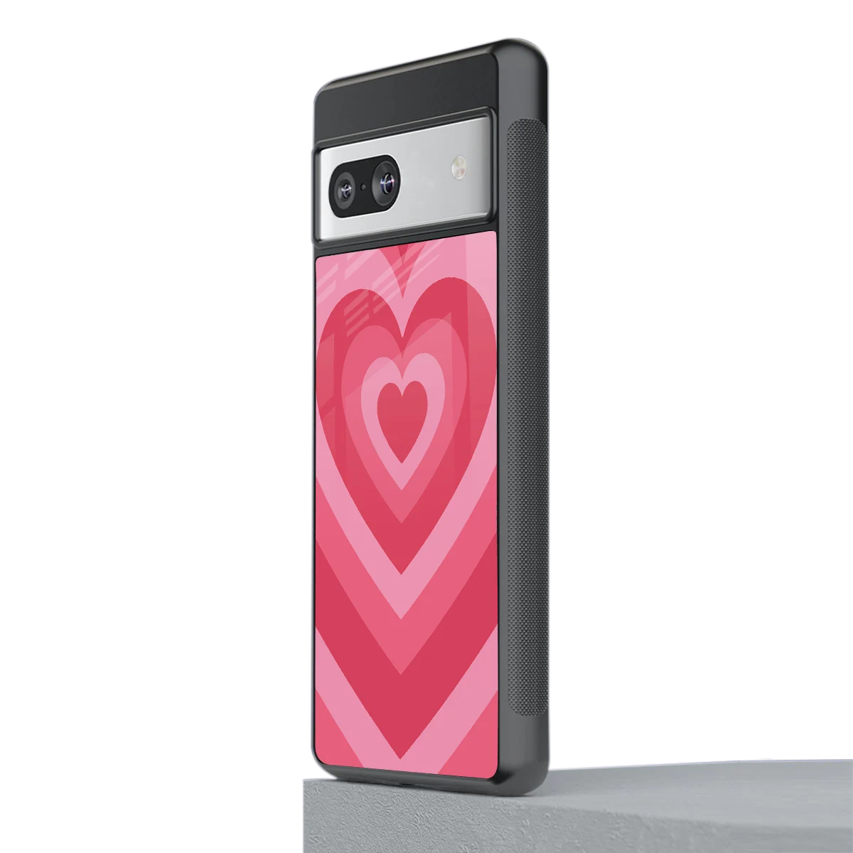 Y2K Pink Hearts stylish phone case for google pixel 7 | glossy glass and slim fit