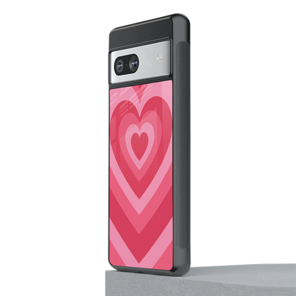 Y2K Pink Hearts stylish phone case for google pixel 7 | glossy glass and slim fit