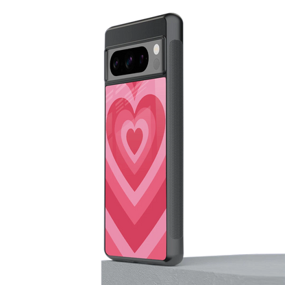 Y2K Pink Hearts stylish phone case for google pixel 8 pro | glossy glass and slim fit
