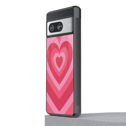 Y2K Pink Hearts stylish phone case for google pixel 8 | glossy glass and slim fit
