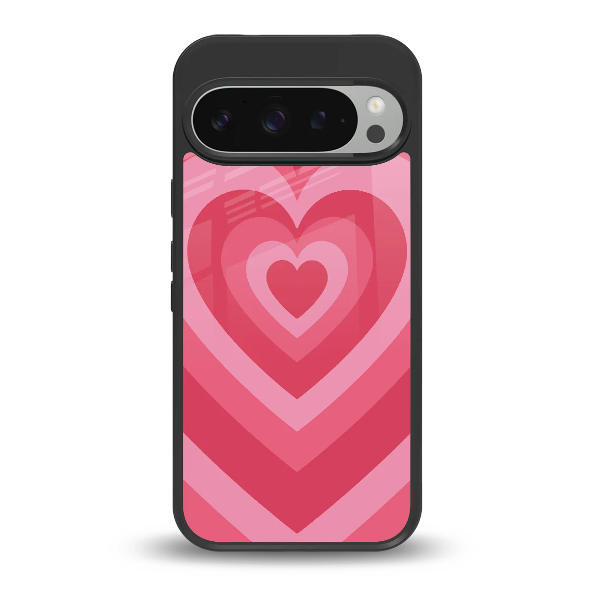 Y2K Pink Hearts back phone cover | glass case for google pixel 9 pro