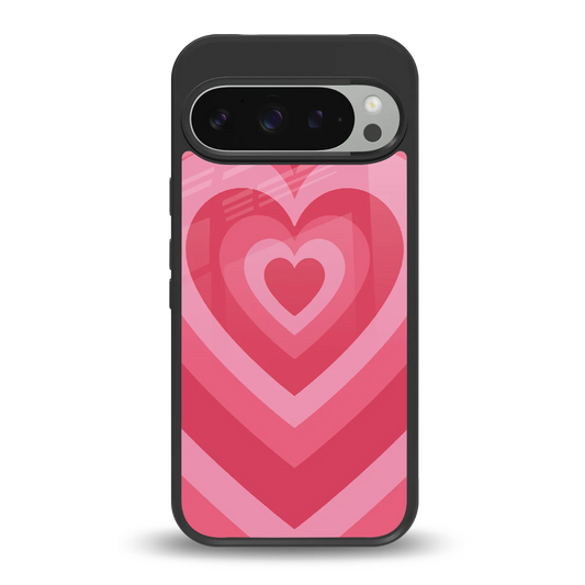 Y2K Pink Hearts back phone cover | glass case for google pixel 9 pro
