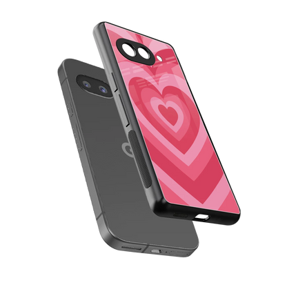 Y2K Pink Hearts sleek google pixel 10a cover with tempered glass back and TPU edges