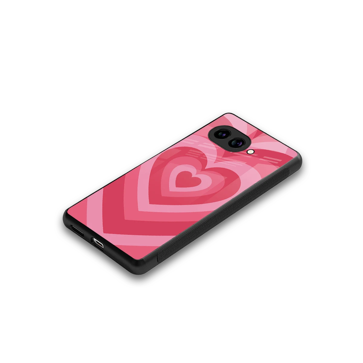 Y2K Pink Hearts stylish phone case for google pixel 10a | glossy glass and slim fit