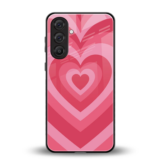 Y2K Pink Hearts back phone cover | glass case for samsung galaxy m36 5g