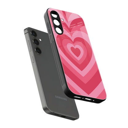 Y2K Pink Hearts sleek samsung galaxy m34 5g cover with tempered glass back and TPU edges