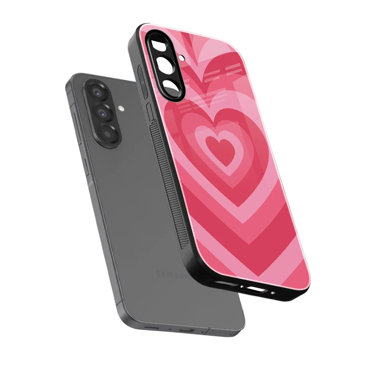 Y2K Pink Hearts sleek samsung galaxy a37 5g cover with tempered glass back and TPU edges