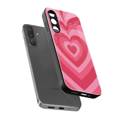 Y2K Pink Hearts sleek samsung galaxy m36 5g cover with tempered glass back and TPU edges
