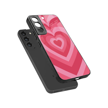 Y2K Pink Hearts sleek samsung galaxy s22 cover with tempered glass back and TPU edges