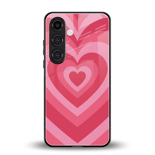 Y2K Pink Hearts back phone cover | glass case for samsung galaxy s26