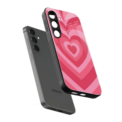 Y2K Pink Hearts sleek samsung galaxy s24 cover with tempered glass back and TPU edges