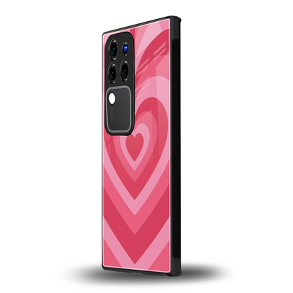 Y2K Pink Heartsvivo v30 pro mobile cover | shockproof glass phone case