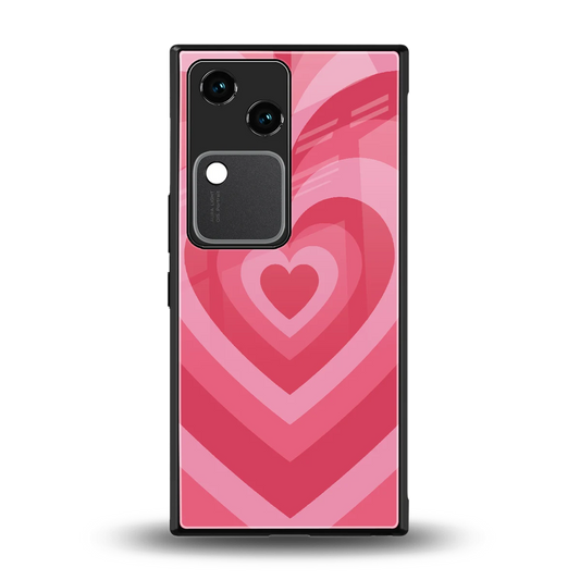 Y2K Pink Hearts back phone cover | glass case for vivo v30