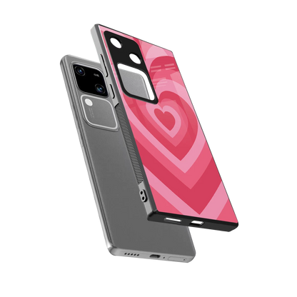 Y2K Pink Hearts sleek vivo v30 cover with tempered glass back and TPU edges